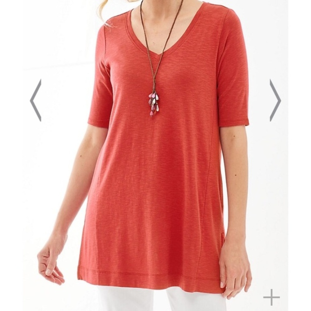 J Jill Coral Pima Slub Tunic Size M 100% Cotton